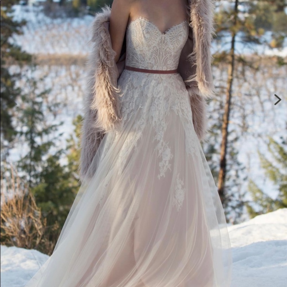 Strapless Willowby Geranium dress; size 14 tailored to an 8